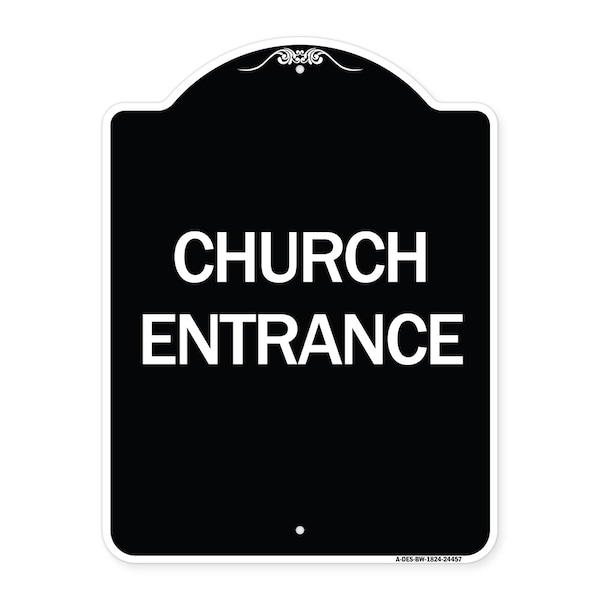 Signmission Designer Series Church Entrance, Black & White Heavy-Gauge Aluminum Sign, 24" x 18", BW-1824-24457 A-DES-BW-1824-24457 - main